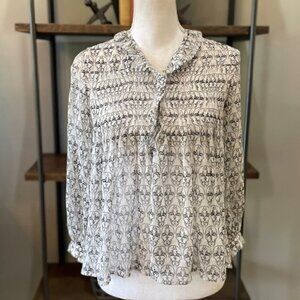 Thomas Wylde Skull Print Sheer SIlk Blouse Womens Size 2